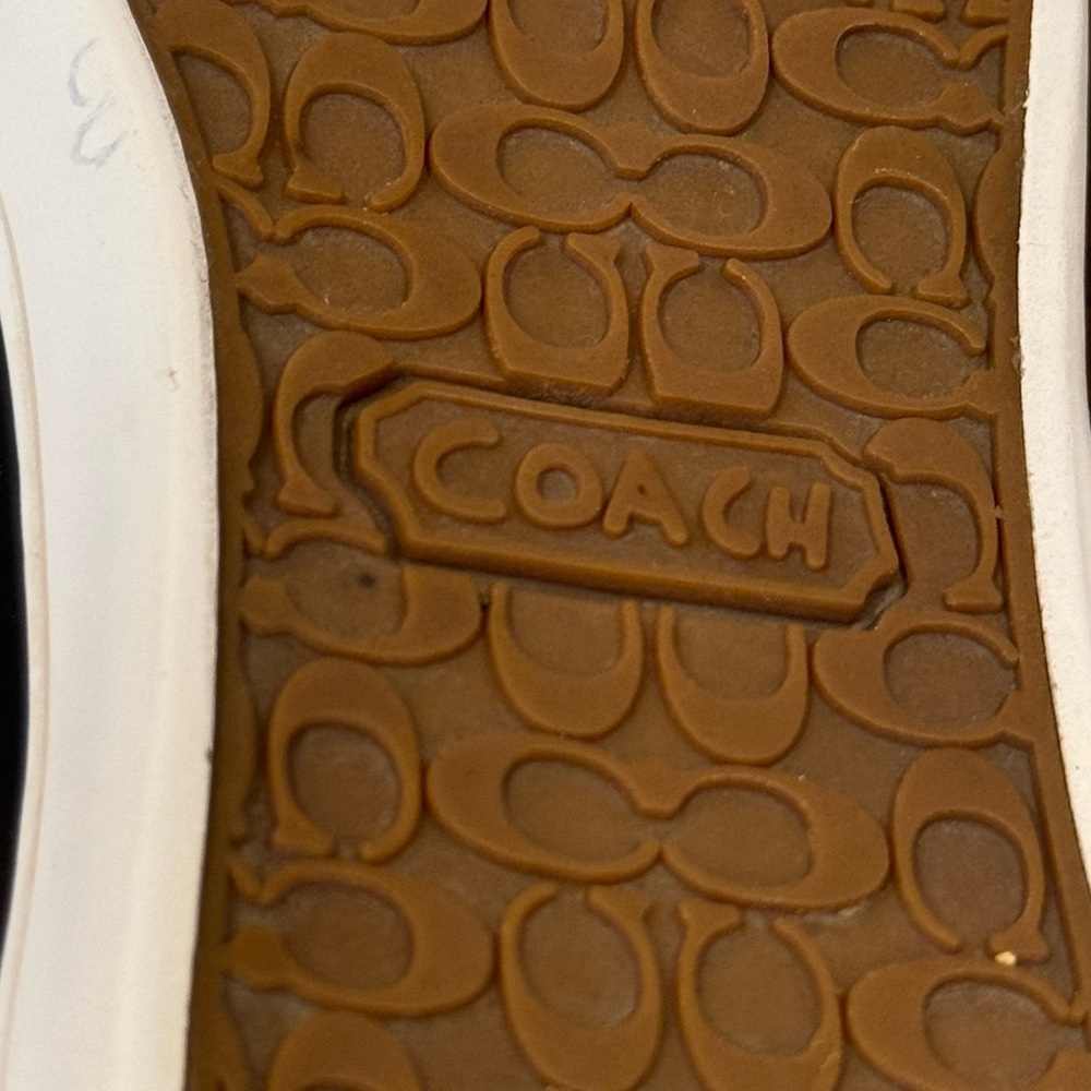 Coach Kira Laceless Slip On Sneakers Jacquard Black White Logo - Picture 13 of 16